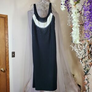 Vtg DAYMOUR Couture Beaded Gatsby Formal Gown Wedding Spec Occasion Size 16